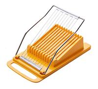 Hoshen - Affettatrice per carne, taglia-uova, affettatrice per formaggio morbido, in acciaio inox, 10 fette di taglio uniforme, confezione originale, colore: giallo