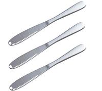 Hoshen - Coltello da burro in acciaio INOX, 3 pezzi, per burro, per marmellata, per pane, formaggio, burro, utensili da cucina, colore: argento