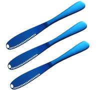 Hoshen - Coltello da burro in acciaio INOX, 3 pezzi, per burro, per marmellata, per pane, formaggio, utensili da cucina, colore: Blu