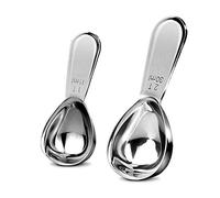 Hoshen - Cucchiaino da caffè, 2 pezzi, 1 cucchiaio e 2 cucchiai da caffè in acciaio inox, un cucchiaio con manico corto, adatto per caffè macinato, caffè da 15 l/30 ml, colore: argento