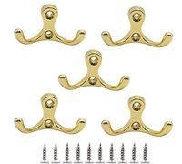 Hoshen - Gancio a doppia forchetta da parete, in lega di zinco, con 10 viti, adatto per interni ed esterni, decorazione per la casa, 5 pezzi, colore: Oro