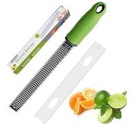 Hoshen - Grattugia per limoni, in acciaio inox, multifunzione, lama affilata in acciaio inox e coperchio protettivo, lavabile in lavastoviglie, colore: Verde