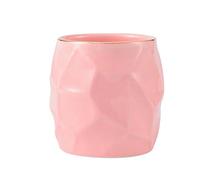 Hoshen Portapenne in ceramica con struttura geometrica irregolare, tubo di immagazzinaggio per pennelli da trucco e da trucco, cancelleria da scrivania, decorazione per la casa, rosa