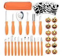 Hoshin Kit Intaglio Zucca Halloween, 18 Pezzi Set Strumenti Inossidabile Professionale per Intagliare Zucaa di Intagliare Zucca per dulti e Bambini