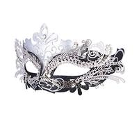 Hoshin Maschera Carnevale Donna, Maschera Veneziana Adulti Ideale Mezzo Viso per Venezia e Il Fantasma dell'Opera (Argento e nero)