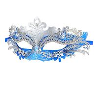 Hoshin Maschera Carnevale Donna, Maschera Veneziana Adulti Ideale Mezzo Viso per Venezia e Il Fantasma dell'Opera (Blu e argento)