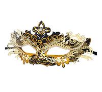 Hoshin Maschera Carnevale Donna, Maschera Veneziana Adulti Ideale Mezzo Viso per Venezia e Il Fantasma dell'Opera (Nero con linee dorate)
