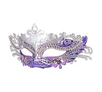 Hoshin Maschera Carnevale Donna, Maschera Veneziana Adulti Ideale Mezzo Viso per Venezia e Il Fantasma dell'Opera (Viola e argento)
