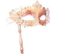 Hoshin Maschera in maschera con bastone, maschere veneziane per Mardi Gras Deecorations da donna (oro rosa)