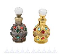 Hoshisea 2 Pezzi Bottiglie vuote per profumo, Bottiglia di Profumo RetrO, piccola bottiglia spray contagocce, Può Contenere 15 ml,con 10 Imbuti, per donne, adolescenti, grigio e oro rosa