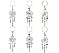 Hoshisea 6 pezzi Ciondoli Dreamcatcher Acchiappasogni, Portachiavi con acchiappasogni, adatti a bambine, mamme, coppie (rosa, viola, verde)