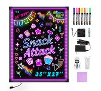 Hosim Lavagna da disegno a LED, 70 cm x 90 cm, con telecomando e 8 penne al neon, design fai da te, con 7 colori lampeggianti, per caffè, bar, ristorante, matrimonio