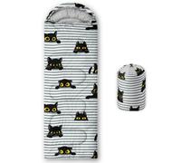 HOSIMA Sacco a pelo per bambini ragazzi e ragazze, stampa gatti, leggero, caldo, portatile, per esterni e interni, impermeabile, resistente al freddo, per campeggio ed escursionismo (gatti-d)