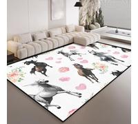 HOSIMA Tappeto antiscivolo per corridoio, cavalli, morbido, antiscivolo, per cameretta dei bambini, cucina, terrazza, camera da letto, tappeto antiscivolo, a pelo corto, morbido, lavabile (160 x 220)