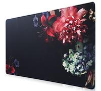 Hosimoln Tappetino per mouse da gioco,tappetino per mouse esteso Dimensioni 90x40cm,tappetino per computer antiscivolo e impermeabile con bordi cuciti per giochi/ufficio/casa-90x40 Blackflower