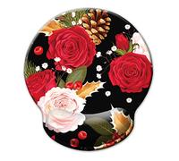 Hosimoln Tappetino poggiapolsi, tappetino mouse ergonomico con memory foam, tappetino supporto polso mouse in gomma antiscivolo per giochi di lavoro - rose008