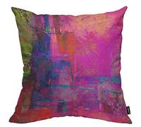 HOSNYE Art Abstract Throw Federa per cuscino in cotone fucsia, magenta, rosa, rosso, giallo, verde e blu per divano letto, divano, auto, vita 50,8 x 50,8 cm