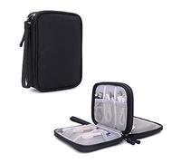 Hosoncovy Custodia da viaggio a doppio strato per hard disk da 6,3 cm, custodia da viaggio per unità flash USB, custodia organizer per due WD Western My Passport Seagate Samsung da 2,5", Nero ,