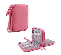 Hosoncovy Custodia da viaggio a doppio strato per hard disk da 6,3 cm, custodia da viaggio per unità flash USB, custodia organizer per due WD Western My Passport Seagate Samsung da 2,5", rosa, moderno
