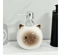 Hosoncovy Dispenser di sapone liquido in ceramica a forma di gatto siamese con pompa, dispenser per bottiglia a pompa, dispenser ricaricabile per sapone liquido, lozioni per bagno, piano di lavoro,