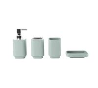 Hosoncovy Set di 4 accessori da bagno con dispenser di sapone, tazza da bagno, portasapone, spazzolino da denti e dentifricio (verde Morandi)