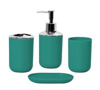 Hosoncovy Set di 4 accessori da bagno con dispenser per sapone, tazza da bagno, portasapone, spazzolino da denti e dentifricio (verde)