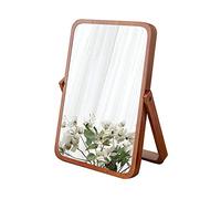 Hosoncovy Specchio da tavolo in legno con supporto Specchio per il trucco Specchio per il trucco Specchio da tavolo con supporto Specchio da bagno da terra pieghevole rettangolare HD（Marrone）