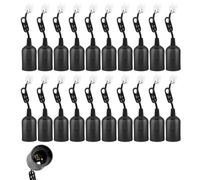 20 Pezzi Portalampada E27 con Cavo, Ricambio Portalampada da Costruzione con Morsetti, Attacco Lampadina E27 per Lampade a LED, Alogene, Incandescenza, Nero