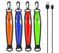 HOSPAOP 4 zaini a LED lampeggianti per la scuola per bambini, ricaricabili tramite USB, riflettenti, luce di sicurezza per zaini, corsa, jogging, passeggino