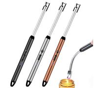 HOSPAOP Accendino elettrico ad arco USB, ricaricabile, con lucchetto di sicurezza, portatile, antivento, senza fiamma, per candele Yankee, barbecue, fornello, campeggio, camino, 3 pezzi