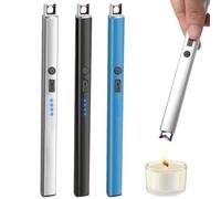 HOSPAOP Accendino Elettrico USB, Ad Arco Luminoso, Ricaricabile, Con Lucchetto Di Sicurezza, Portatile, Antivento, Senza Fiamma, Per Candele Yankee, Barbecue, Fornelli, Campeggio, Camino, 3 Pezzi