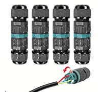 Hospaop Connettore per cavo impermeabile, IP68, connettore per cavi a 3 poli per diametro 5-12 mm, manicotto di collegamento a terra, scatola di derivazione esterna impermeabile, confezione da 4