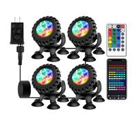 HOSPAOP Illuminazione per laghetto, luce subacquea, piscina a LED, illuminazione con telecomando, app Bluetooth, RGB, IP68, impermeabile e ventosa per piscina, cascata, laghetto da giardino