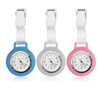 HOSPAOP Orologio da infermiera con clip, orologio da infermiera, analogico al quarzo, orologio da tasca, orologio da infermiera in silicone, per uomo e donna, accessorio medico, bianco, azzurro, rosa