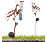 HOSPAOP Pluviometro solare da giardino con LED e picchetto - Vetro resistente al gelo, misurazione precisa delle precipitazioni per prato, terrazza, campi, patio, decorazione per esterni