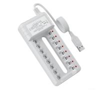 Hosrivae Batteria AA ricaricabile USB a 8 slot con IC, sicurezza a polarità corta e inversa, indicatore LED, alloggiamento PP, ingresso 5W, batterie AA Ni-MH/Ni-CD