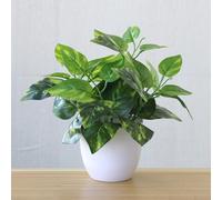 Hosrivae Bonsai artificiale in vaso stile pastorale retrò, fogliame di plastica, realistico e di manutenzione, per ufficio, soggiorno o balcone (B)