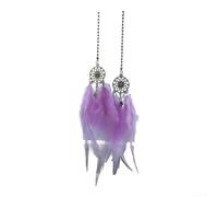 Hosrivae Ciondolo acchiappasogni fatto a mano con piume per specchietto retrovisore dell'auto o decorazione della casa, ornamento in stile bohémien con colori vivaci e pregevole fattura (viola)