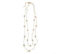 Hosrivae Collana lunga multistrato con perle da donna, catena in lega con estensione 76-85+5 cm di lunghezza, gioielli alla moda color argento o oro (argento)