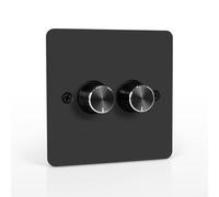 Hosrivae DC 12-24V Dual Gang LED Dimmer Switch con controllo della luminosità rotante (3%-100%), compatibile, camper, roulotte, barche e sistemi di illuminazione 12V-24V (dimmer lato alto)