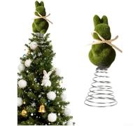 Hosrivae Decorazione per albero di coniglietto floccato, statuetta in velluto con base, centrotavola pasquale, riempitivo per cesti e decorazione per la casa, 19,5 cm (verde)