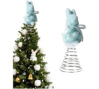 Hosrivae Decorazione per albero di coniglietto floccato, statuetta in velluto con base, centrotavola pasquale, riempitivo per cesti e decorazione per la casa, 19,5 cm (blu)