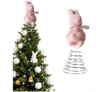 Hosrivae Decorazione per albero di coniglietto floccato, statuetta in velluto con base, centrotavola pasquale, riempitivo per cesti e decorazione per la casa, 19,5 cm (rosa)