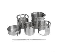 Hosrivae Fornello da campeggio portatile in acciaio inox e set di pentole con design antivento, scala di misurazione integrata e cilindri di legna da ardere di 3 dimensioni