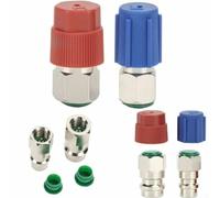 Hosrivae Kit adattatore di conversione per auto A/C da R-12 a R-134a con valvole da 7/16" e 3/8", include connettori rossi ad alta pressione e blu a bassa pressione