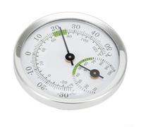 Hosrivae Mini termometro e igrometro da parete in lega di alluminio per uso interno - Misura da -30 a 50 °C e 0-100% per RH, diametro 58 mm