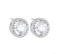 Hosrivae Orecchini a doppio anello con zircone, in lega di zinco elettrolitica, ago rotante magnetico, finitura nera opaca o oro per uno stile minimalista (argento)