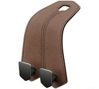 Hosrivae Organizer per schienale sedile auto con doppi ganci e telefono - Gancio per auto rifinito in pelle scamosciata, per auto, SUV e camion, telaio in lega di zinco, 17 x 7,7 x 6,6 cm (marrone