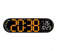 Hosrivae Orologio da parete digitale a LED con doppio allarme, ampio display con temperatura e conto alla rovescia, luminosità regolabile, luce per camera da letto, soggiorno, ufficio, casa