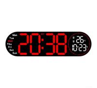 Hosrivae Orologio da parete digitale a LED con doppio allarme, ampio display con temperatura e conto alla rovescia, luminosità regolabile, per camera da letto, soggiorno, ufficio, casa, decorazione